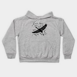 Love Her But Let Her Stay Wild Heron (in Black) Kids Hoodie